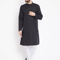 even Men Black Solid Straight Kurta-image-95