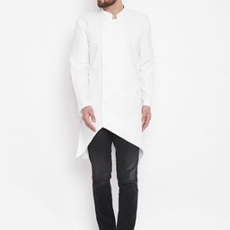 even Men White Solid Asymmetric Straight Kurta-image-61