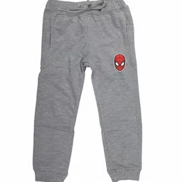 Marvel by Wear Your Mind Kids Grey Melange Solid Pure Cotton Joggers-picture-15