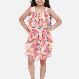 StyleStone Girls Multicoloured Printed Fit and Flare Dress-image-90