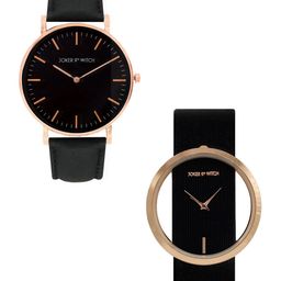 JOKER & WITCH Black & Rose gold-Toned Buffy & Angel Couple Watch Gift Set-JWCW126-31