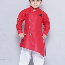Aj DEZInES Boys Red & White Solid Kurta with Pyjamas-picture-15
