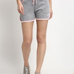 Rute Women Grey Solid Slim Fit Regular Shorts-image-39