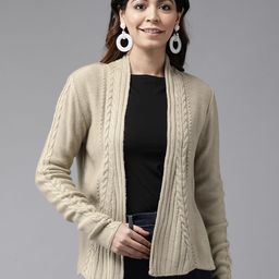 Cayman Women Self Design Open Front Shrug-3