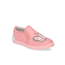 CARLO ROMANO Girls Pink Slip-On Leather Woven Design Slip-On Sneakers-image-17