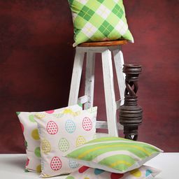 Alina decor Multicoloured Set of 5 Checked Square Cushion Covers-58