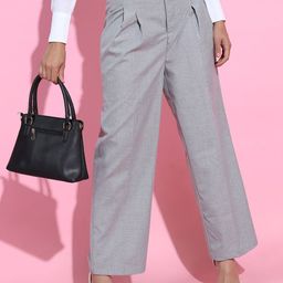 CHIC BY TOKYO TALKIES Women Grey Pleated Formal Trousers-picture-52