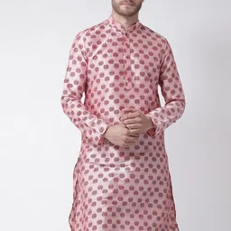 DEYANN Men Pink Printed Straight Kurta-picture-33