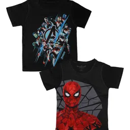 Marvel by Wear Your Mind Boys Black Pack of 2 Spiderman Printed Round Neck Cotton T-shirt-image-61