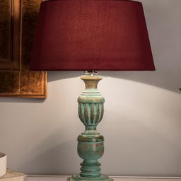Homesake Blue & Red Solid French Trophy Handcrafted Table Lamp with Shade-10