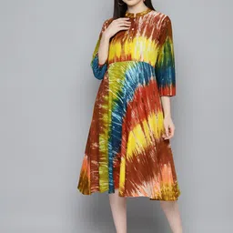 Jompers Abstract Printed Fit & Flare Midi Dress-image-52