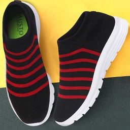FAUSTO Men Black & Red Walking Shoes-picture-53