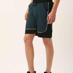 ARISE Men Teal Green & Black Colourblocked Shorts-picture-51