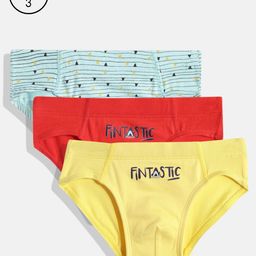 mackly Boys Pack of 3 Yellow & Red Printed Briefs-image-11