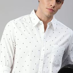 Roadster Men White & Black Regular Fit Printed Sustainable Casual Shirt-image-72