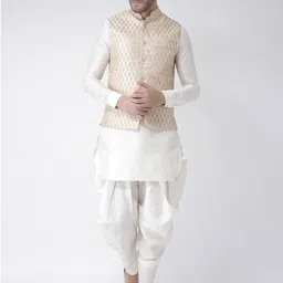 DEYANN Men Cream-Coloured & Off-White Self Design Kurta with Patiala-picture-2