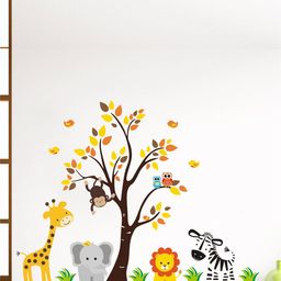 rawpockets Multicoloured Baby Wild Animals Printed PVC Vinyl Wall Sticker-image-73