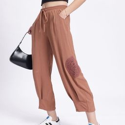 DressBerry Women Easy Elegance Crochet Patchwork Crop Pleated Trousers-image-42