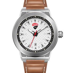 DUCATI CORSE Men Silver-Toned Printed Dial & Brown Leather Bracelet Style Straps Analogue Watch-image-36