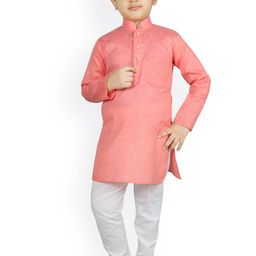 SG YUVRAJ Boys Pink Pure Cotton Kurta with Churidar-image-26
