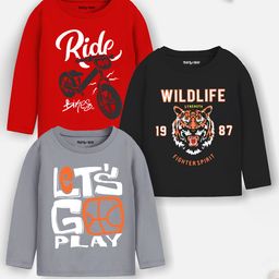 Miss & Chief Boys Pack of 3 Printed T-shirt-image-18