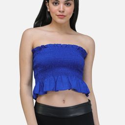 SCORPIUS Women Blue Solid Fitted Top-image-1