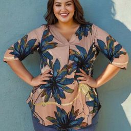 Amydus Plus Size Floral Printed V-Neck Top-picture-12
