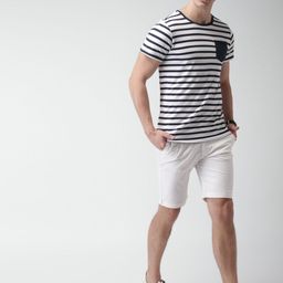 Mast & Harbour Men Navy & White Striped Round Neck T-shirt-image-89