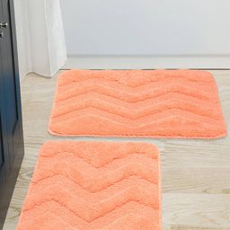 Saral Home Peach-Coloured Cotton Bath Rug & Contour-58