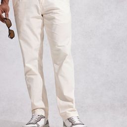 WROGN Men Pure Cotton Relaxed Fit Chinos Trousers-image-29