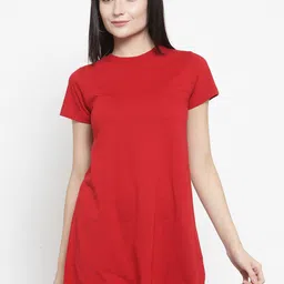 Kalt Women Red Solid Tunics-image-7