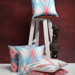 Alina decor Multicoloured Set of 5 Geometric Square Cushion Covers-17