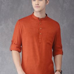Anouk Men Rust Solid Straight Kurta-3