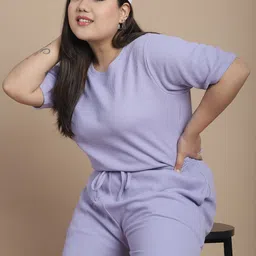 Rigo Plus Size Printed Crop Top With Joggers Co-Ords Set image 3