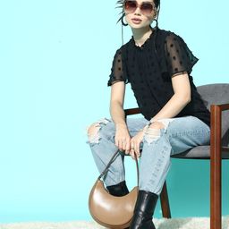 Berrylush Flutter Sleeve Dobby Blouson Top-41
