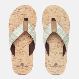 Woodland Men Self Design Checked Thong Flip-Flops-image-7