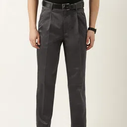 Peter England Men Pleated Cotton Formal Trousers-image-98