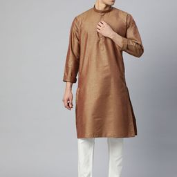 MANQ Men Brown Printed Pure Cotton Kurta with Pyjamas-picture-53