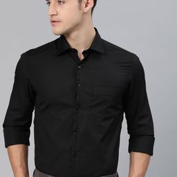 IVOC Men Black Slim Fit Solid Smart Formal Shirt-image-38
