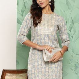 Libas Women Ethnic Motifs Zari Yoke Design Kurta-image-12