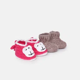 CHUTPUT Unisex Kids Pack of 2 Crochet Booties-49
