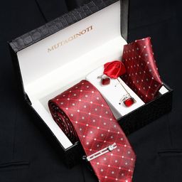 MUTAQINOTI Men Red Formal Tie Accessory Gift Set-image-89