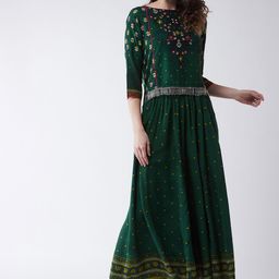 Pannkh Women Green Mughal High-Low Top With Kalidaar Palazzo-51