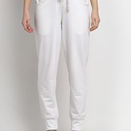 Rute Women White Solid Straight-Fit Cotton Joggers-image-44