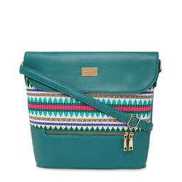 KLEIO Green Jacquard & PU Coated Sling Bag-41