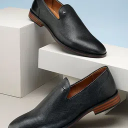 Arrow Men Textured Leather Formal Slip-On Shoes-picture-3