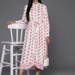 Allen Solly Woman White Floral A-Line Maxi Dress-picture-51