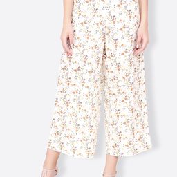 SCORPIUS Women White Flared Printed Palazzos-48