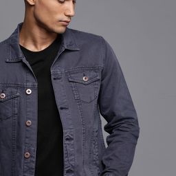 WROGN Men Blue Solid Denim Jacket-picture-25