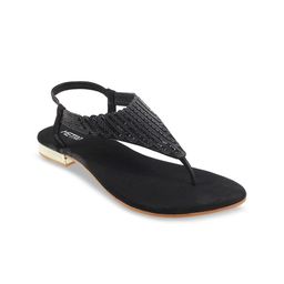 Metro Women Black Embellished Open Toe Flats-41